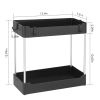 2-Tier Under Sink Shelf Organizer Space Saving Under Bathroom Sink Storage Rack w/ 4 Hooks