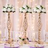 Gold/Silver Wedding Candle Holders Decor Table Centerpiece Pillar Flower Vase Rack Stand Road Lead Floral Bouquet Party Supplies