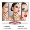 Desktop LED Makeup Three-sided Folding Mirror 2X3X Magnifying Makeup Mirror Dressing Table Mirror Three-fold Mirror With Light