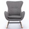 Teddy Fabric Padded Seat Rocking Chair With High Backrest And Armrests