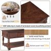 Two-tone Retro Cocktail Table Coffee Table Easy Assembly Movable with Caster Wheels for Livingroom (Antique Gray)