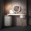 Modern Makeup Vanity Table With LED Lighted Mirror;  Dressing Table with Movable Tray Top;  4 Solid Wood Drawer;  Without Stool;  43"