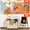 Kids Wooden Toy Storage Unit Organizer with Rolling Toy Box and Plastic Bins