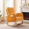 Rocking Chair Mid-Century Modern Rocking Armchair Upholstered Tall Back Accent Glider Rocker