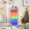 Rolling Storage Cart Organizer with 10 Compartments and 4 Universal Casters