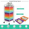 Rolling Storage Cart Organizer with 10 Compartments and 4 Universal Casters