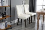 Victorian Dining Chair Button Tufted Armless Chair Upholstered Accent Chair,Nailhead Trim,Chair Ring Pull Set of 2